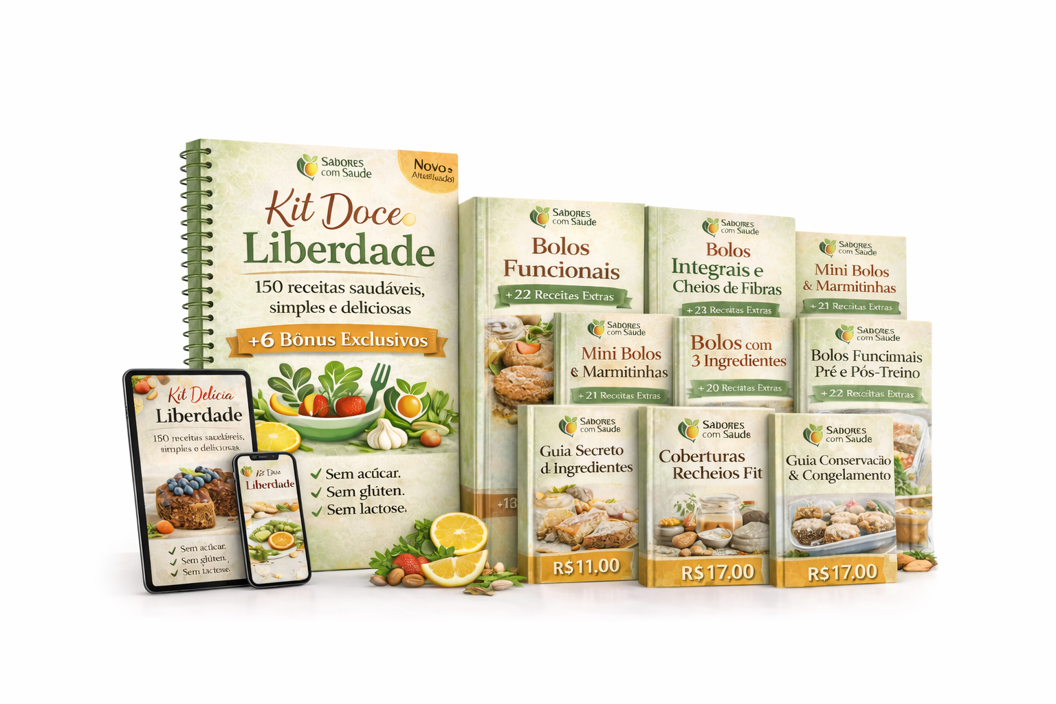 Kit Doce Liberdade - 150 receitas saudáveis
