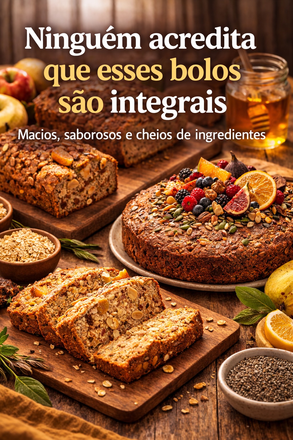 Bolos integrais saudáveis macios e saborosos