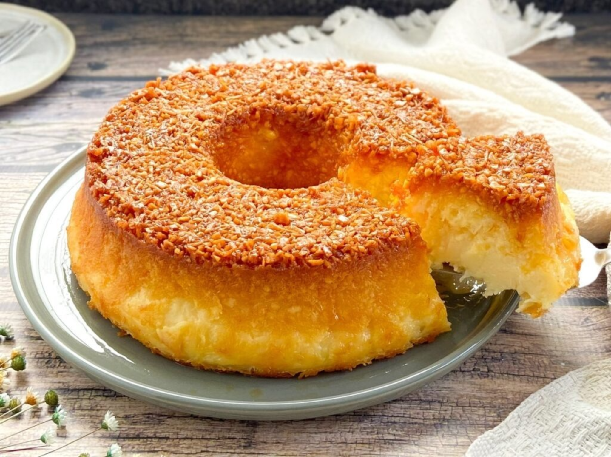 Bolo de aipim com coco